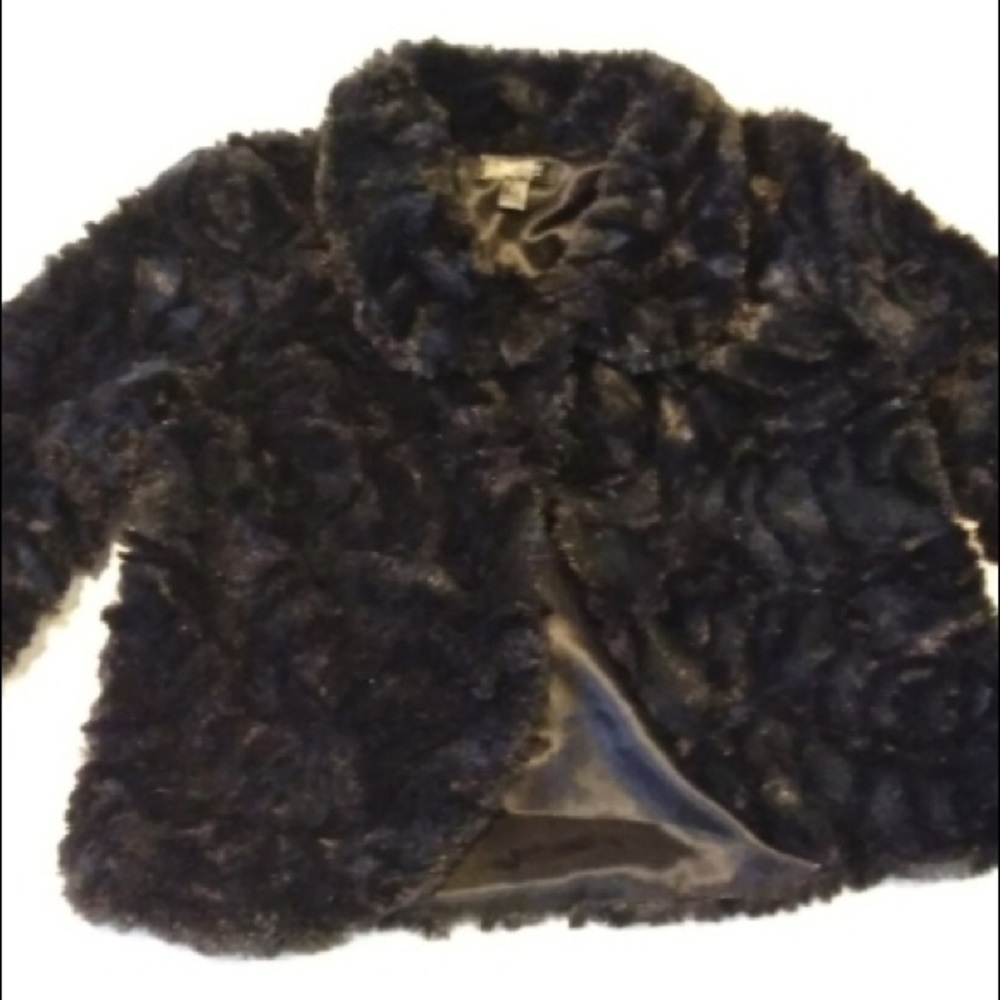 Turo Pare Black Faux Fur Jacket Girls Sz 8